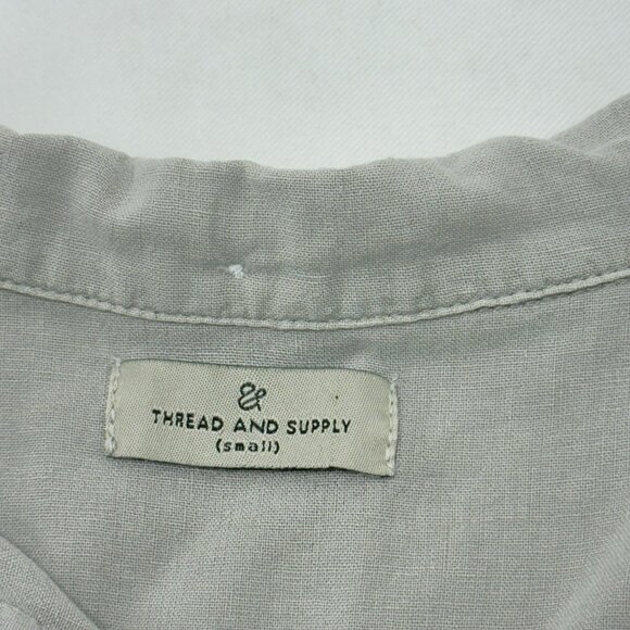 Thread Supply Linen Blouse Button Top Women Sz S Collar Oversized Loose Relaxed - Picture 8 of 12